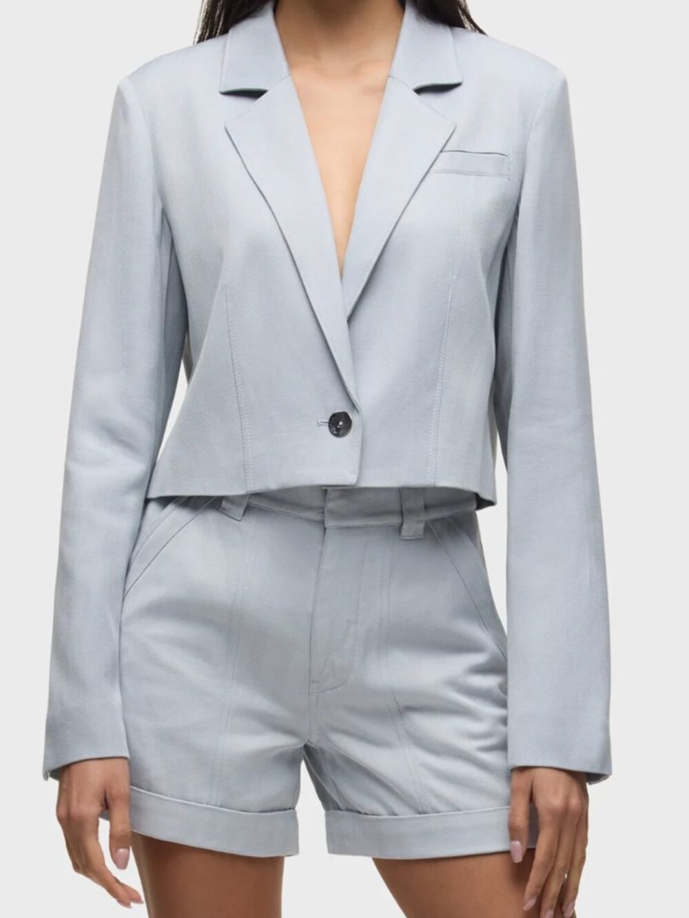 Hudson Herringbone High Rise Cropped Blazer - S